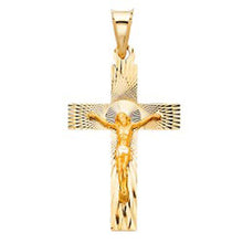 Load image into Gallery viewer, 14K Yellow Gold 18mm Religious Crucifix Stamp Pendant