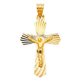 14K Yellow Gold 20mm Religious Crucifix Stamp Pendant