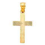 14K Yellow Gold 13mm Religious Cross Stamp Pendant