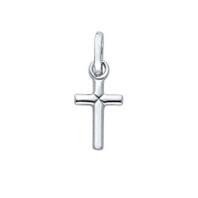 14K White Gold Cross Religious Pendant
