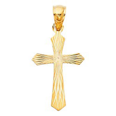 14K Yellow Gold 15mm Religious Cross Stamp Pendant