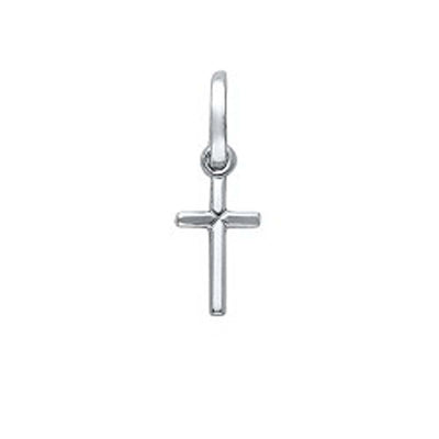 14K White Gold Cross Religious Pendant