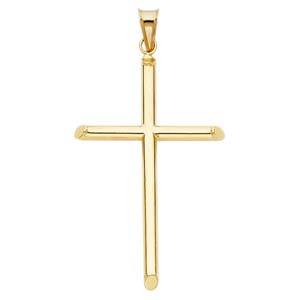 14K Yellow Gold 25mm Classic Cross Religious Pendant