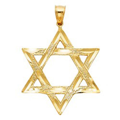 14K Yellow Gold 33mm Star of David Pendant