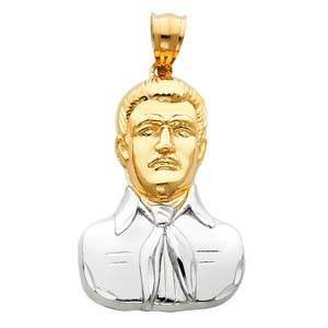 14k Two Tone Gold 26mm Malverde Sinaloa Assorted Pendant