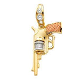 14k Tri Color Gold 19mm Pistol Gun Assorted Pendant