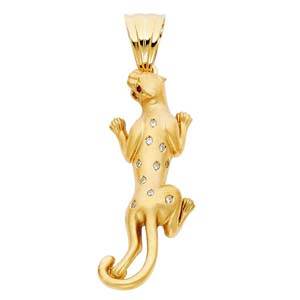 14k Yellow Gold 18mm CZ Puma Assorted Pendant