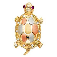 Load image into Gallery viewer, 14k Tri Color Gold 15mm CZ Turtle Assorted Pendant