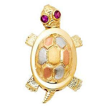 Load image into Gallery viewer, 14k Tri Color Gold 11mm Turtle Assorted Pendant