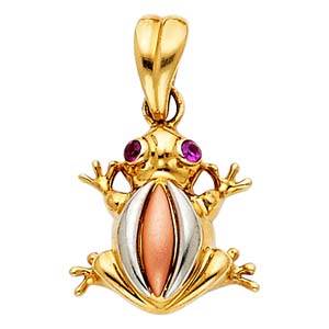 14k Yellow Gold 13mm Frog Assorted Pendant