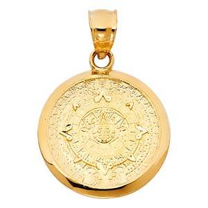 14k Yellow Gold 21mm Calendario Azteca Assorted Pendant