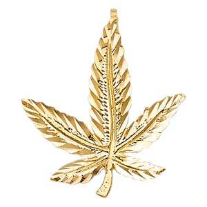14k Yellow Gold 19mm Marijuana Leaf Assorted Pendant