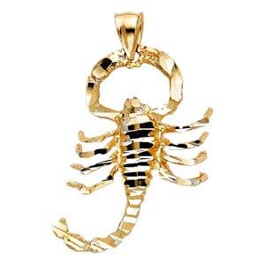 14k Yellow Gold 30mm Scorpion Pendant