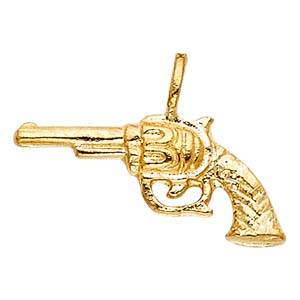 14k Yellow Gold 21mm Pistol Gun Assorted Pendant