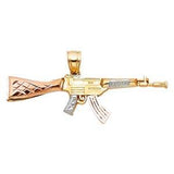 14k Tri Color Gold 42mm Rifle Gun Assorted Pendant