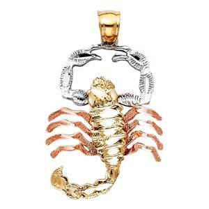 14k Tri Color Gold 24mm Scorpion Assorted Pendant