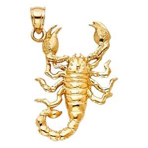 14k Yellow Gold 20mm Scorpion Assorted Pendant