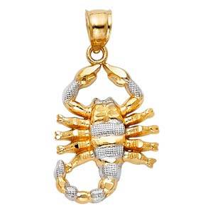 14k Two Tone Gold 15mm Scorpion Assorted Pendant