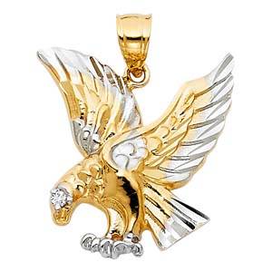 14k Two Tone Gold 20mm Eagle Assorted Pendant