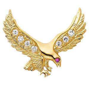 14k Yellow Gold 40mm CZ Eagle Assorted Pendant
