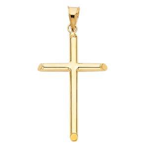 14K Yellow Gold 20mm Classic Cross Religious Pendant