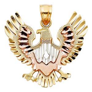 14k Tri Color Gold 25mm Eagle Assorted Pendant