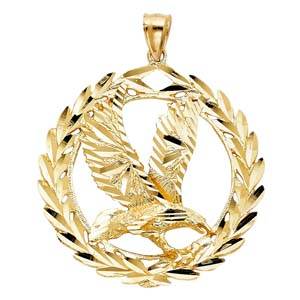14k Yellow Gold 46mm Eagle Assorted Pendant