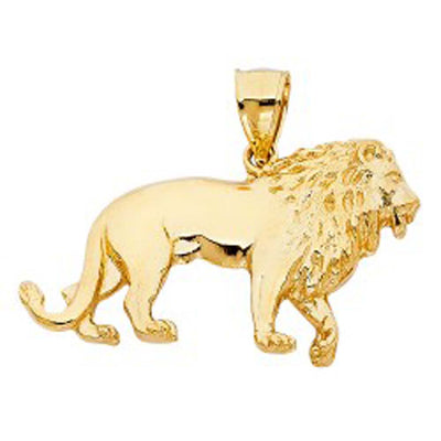 14K Yellow Gold 42mm Lion Pendant