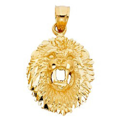 14K Yellow Gold 18mm Lion Pendant