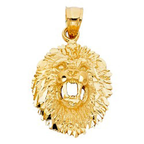 14K Yellow Gold 18mm Lion Pendant