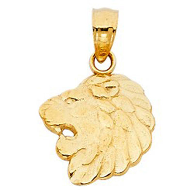 14K Yellow Gold 13mm Lion Pendant