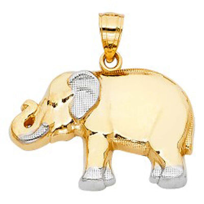 14K Two Tone 27mm Elephant Pendant