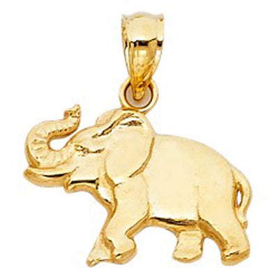 14K Yellow Gold 16mm Elephant Pendant