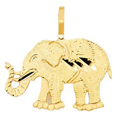 14K Yellow Gold 15mm Elephant Pendant