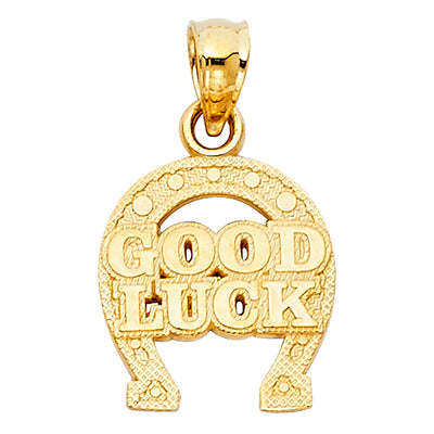 14K Yellow Gold 12mm Lucky Horsehoe Pendant