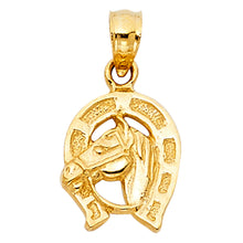 Load image into Gallery viewer, 14K Yellow Gold 10mm Lucky Horsehoe Pendant