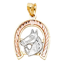 Load image into Gallery viewer, 14K Two Tone 19mm Lucky Horsehoe Pendant