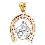 14K Two Tone 19mm Lucky Horsehoe Pendant