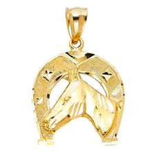 Load image into Gallery viewer, 14K Yellow Gold 25mm Lucky Horsehoe Pendant