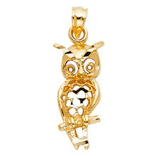 Load image into Gallery viewer, 14K Yellow Gold 9mm Owl Pendant