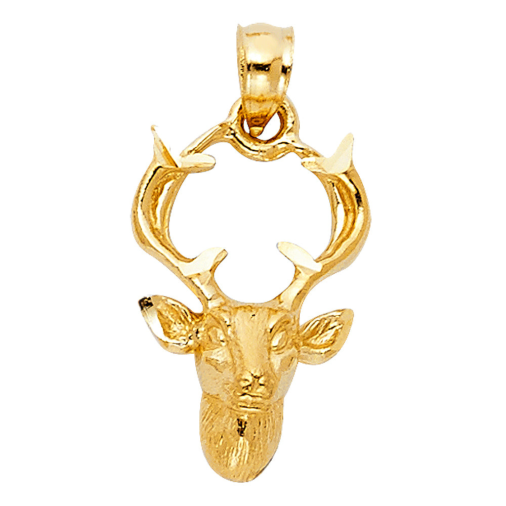 14K Yellow Gold 12mm BUCK Pendant
