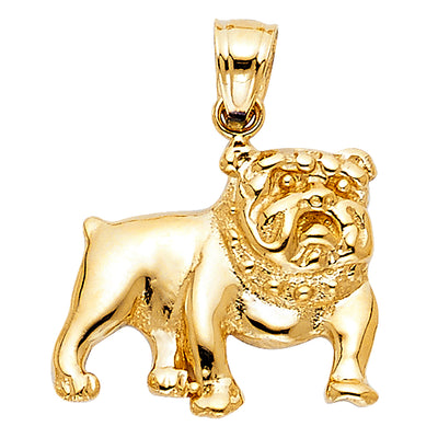 14K Yellow Gold 19mm Bulldog Pendant
