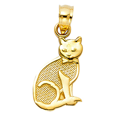 14K Yellow Gold 10mm Cat Pendant