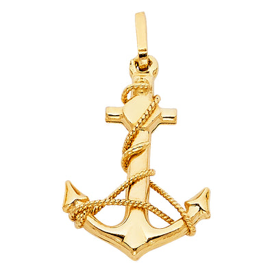 14K Yellow Gold 18mm Anchor Pendant
