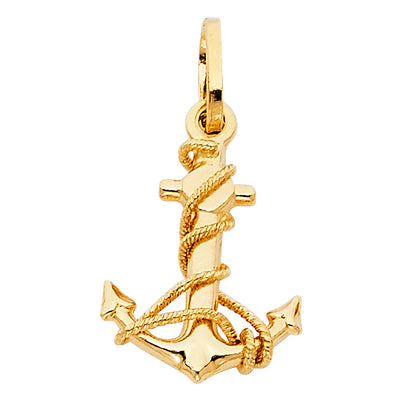 14K Yellow Gold 14mm Anchor Pendant
