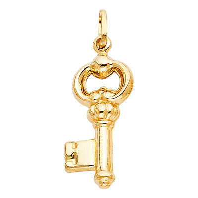 14K Yellow Gold 25mm Key Pendant