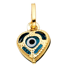 Load image into Gallery viewer, 14K Yellow Gold 10mm Evil Eye Heart Pendant