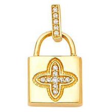 Load image into Gallery viewer, 14K Yellow Gold 11mm CZ Lock Pendant