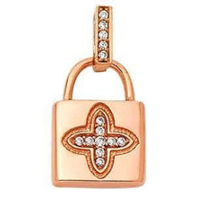 Load image into Gallery viewer, 14K Rose Gold 11mm CZ Lock Pendant - silverdepot