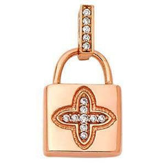 14K Rose Gold 11mm CZ Lock Pendant
